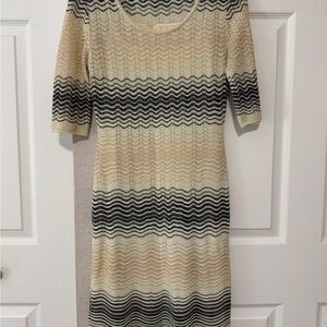 Elegant Missoni Black and Cream Wave Pattern Dress